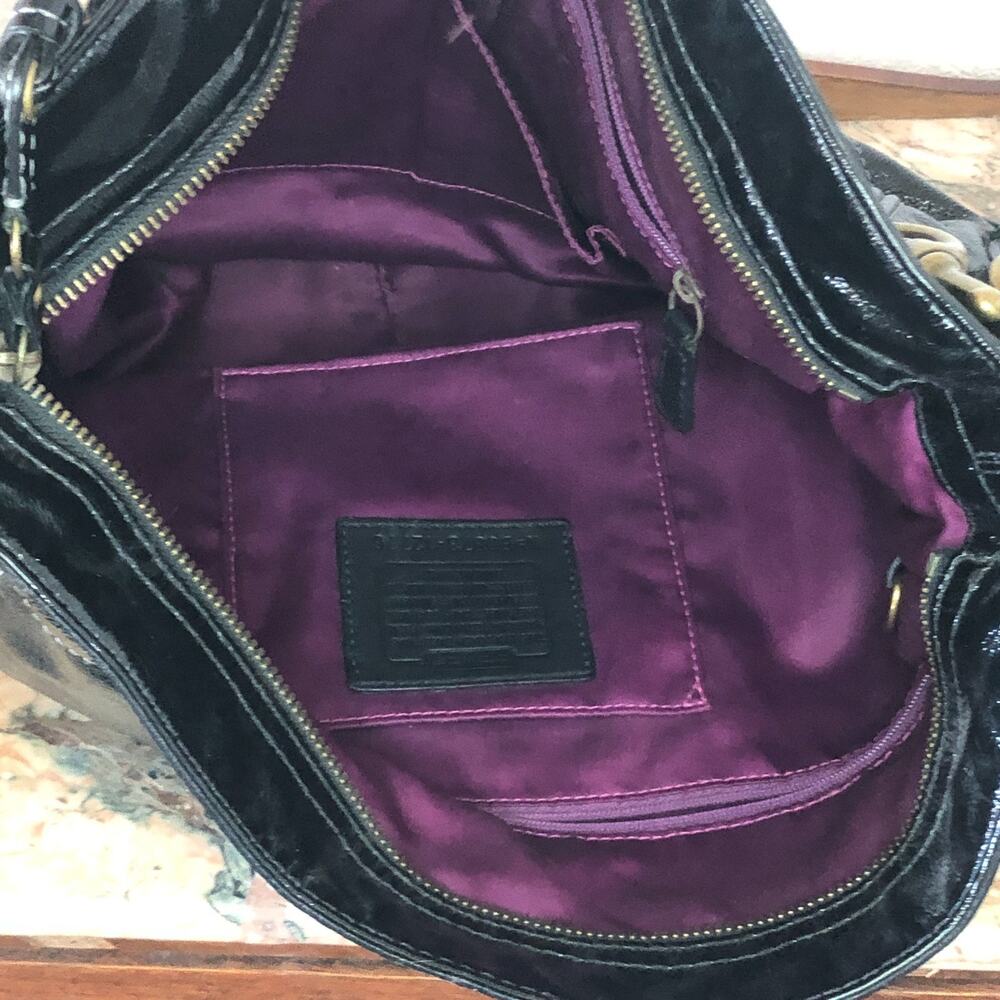 Coach Zoe Crinkled Patent Leather Hobo Bag Purple Interior 2008 Like New - Picture 3 of 16